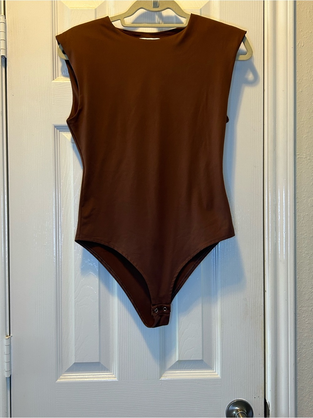 ReoRia Brown Y2K fit Bodysuit with shoulder pads and double lining